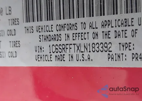 2020 Ram 1500 Big Horn 4X4 5'7 Box z USA, uszkodzony, nr VIN 1C6SRFFTXLN183392